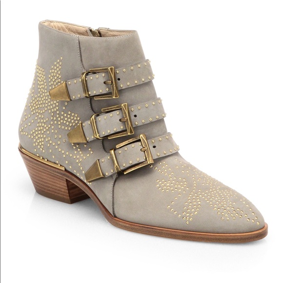 Chloe Susanna Boots Booties in Ash / Gray Suede - Picture 1 of 15
